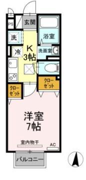 エクセル仲上(1K/1階)の間取り写真