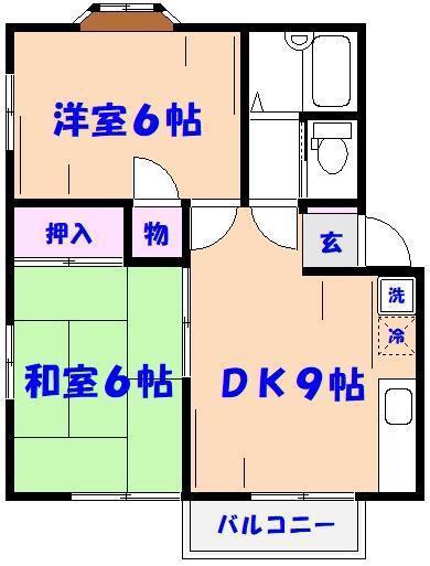カサ・フローレス(2DK/2階)の間取り写真