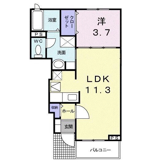 グリーンステージ(1LDK/1階)の間取り写真