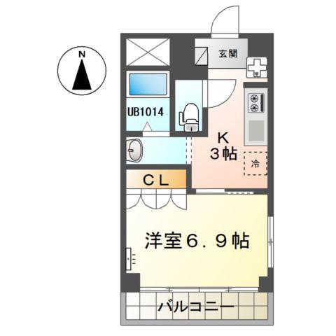 フェリーチェ(1K/3階)の間取り写真