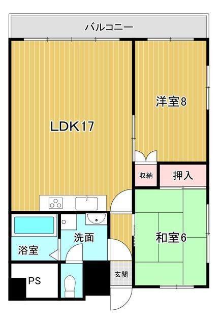 エクセレントハウス大興(2LDK/5階)の間取り写真