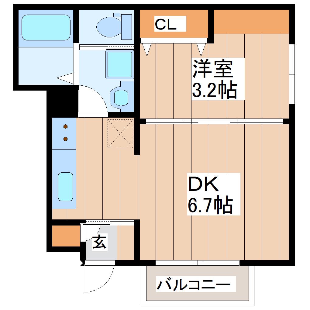 LIBRA COURT東仙台(1DK/1階)の間取り写真