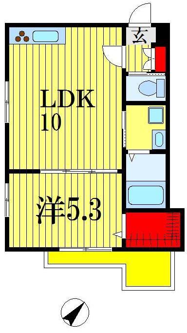 クレイン黒砂(1LDK/2階)の間取り写真