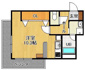 レグルス桜夙川(1K/2階)の間取り写真