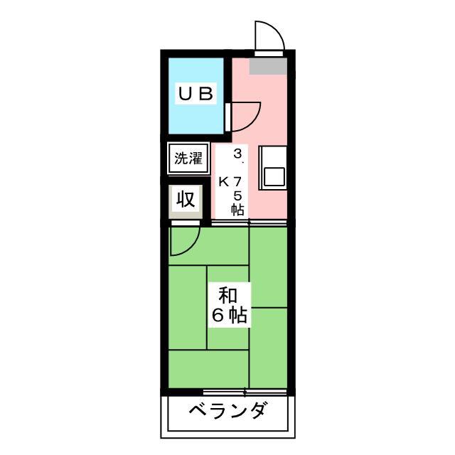 ハレーハイツ(1K/2階)の間取り写真