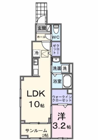 ヒカルサ西東京向台ウエスト(1LDK/1階)の間取り写真