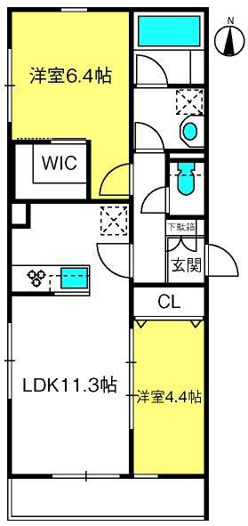ステラコート浅間町(2LDK/3階)の間取り写真