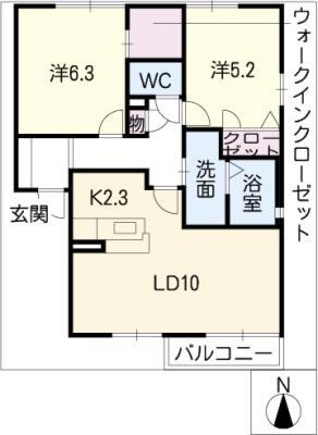 FAMILIO C館(2LDK/1階)の間取り写真