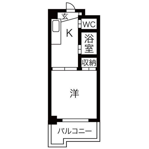 サン・ウエダビルI(1K/2階)の間取り写真