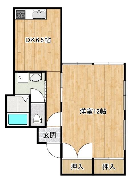 サンシャイン赤崎(1DK/2階)の間取り写真