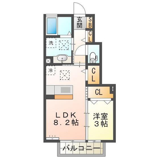 カーサ絆 II棟(1LDK/1階)の間取り写真