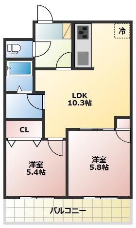 KANNA-KAMUI(2LDK/1階)の間取り写真