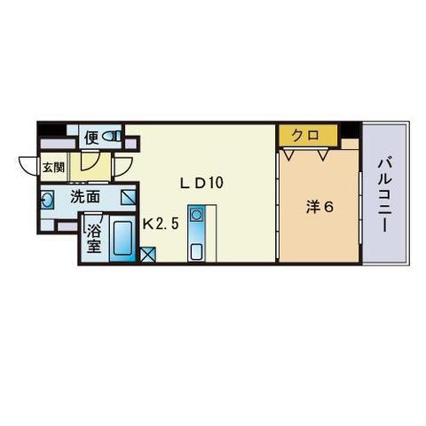 アーバス大手門(1LDK/9階)の間取り写真
