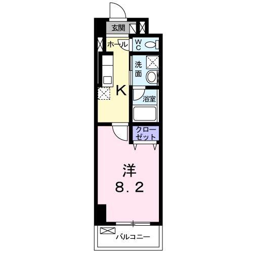 スカイブルーレジデンス横浜(1K/3階)の間取り写真