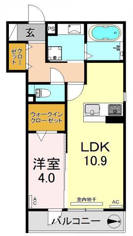 カーサ楯原(1LDK/3階)の間取り写真
