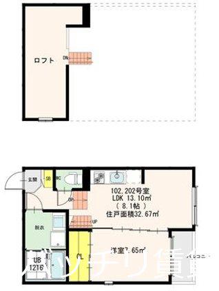 GRAND STREET 八田(1LDK/2階)の間取り写真