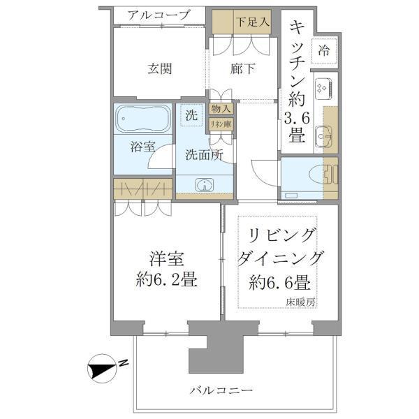 グラングリーン大阪 THE ノース RESIDENCE(1LDK/32階)の間取り写真