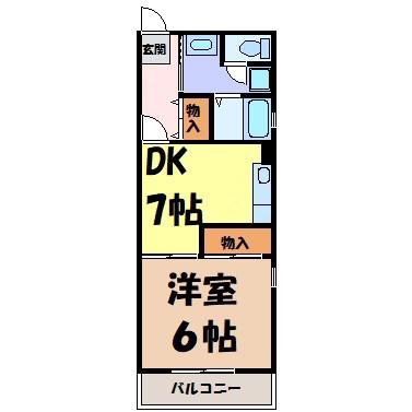 アーバンドエル新栄(1DK/6階)の間取り写真