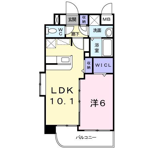 SUNイースト大橋(1LDK/3階)の間取り写真