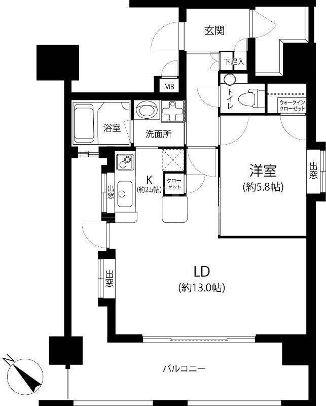 ビエラコート浄水通(1LDK/13階)の間取り写真