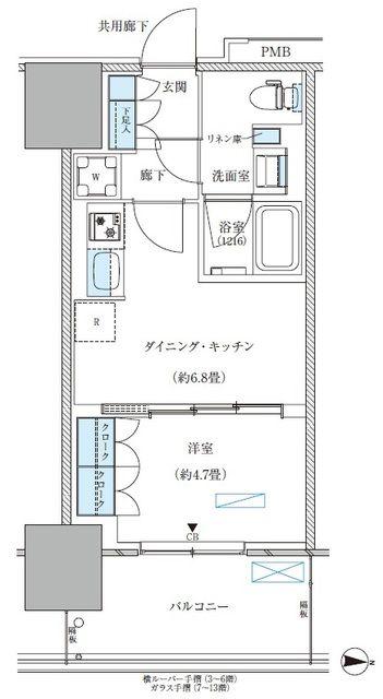 パークアクシス西大島コンフォートスクエア(1DK/7階)の間取り写真