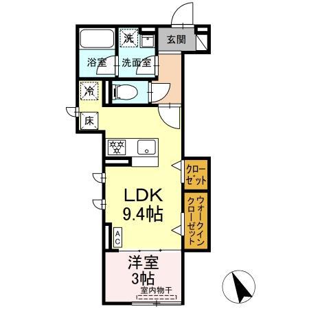 アリヴィオ(1LDK/1階)の間取り写真