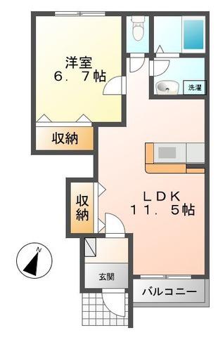 スターブル(1LDK/1階)の間取り写真