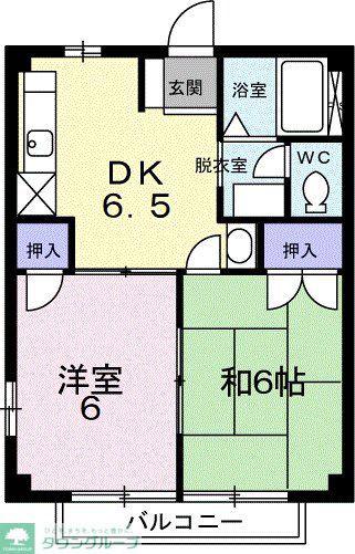 グリーンコーポ青木(2DK/1階)の間取り写真