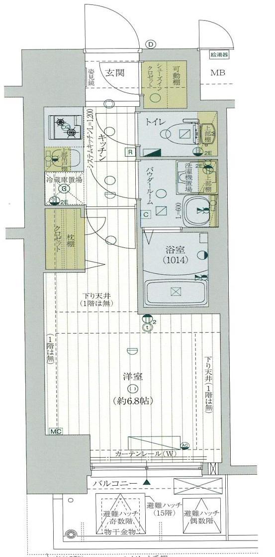 レジュールアッシュTAISHO LEGANT(1K/9階)の間取り写真