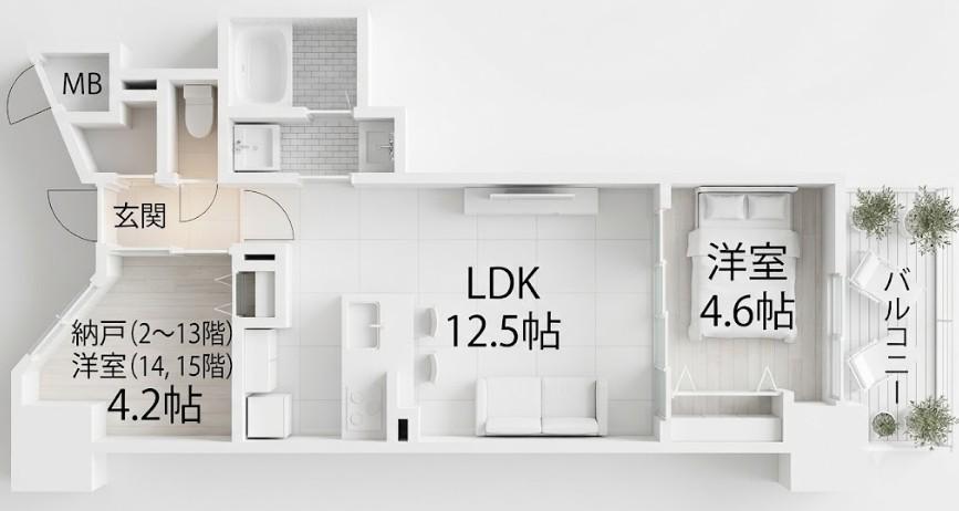 S-RESIDENCE富士見町AGLITTER(1SLDK/4階)の間取り写真