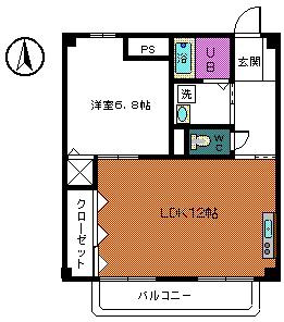 メープルハイツ(1LDK/3階)の間取り写真