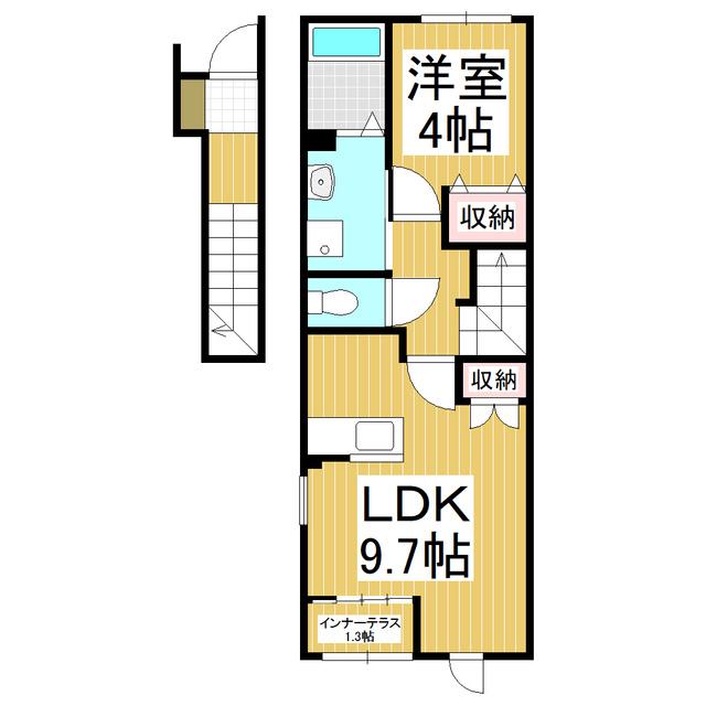 L.CALMIA(1LDK/2階)の間取り写真