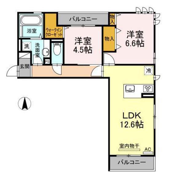 イリス B(2LDK/2階)の間取り写真