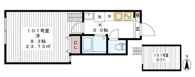 AJ新小岩サウスⅠ(1K/1階)の間取り写真