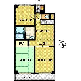 グランドゥール弐番館(3DK/1階)の間取り写真