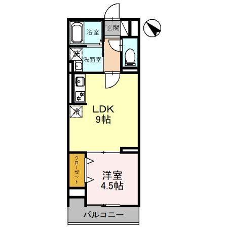 セレスティア白子 I(1LDK/3階)の間取り写真