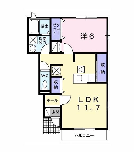 サンフェリーチェガーデン(1LDK/1階)の間取り写真