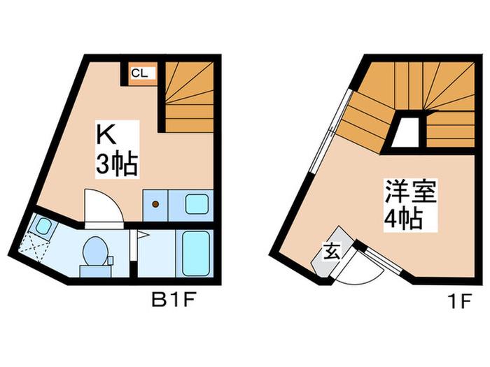 LUXE SASAZUKA(1K/B1階)の間取り写真