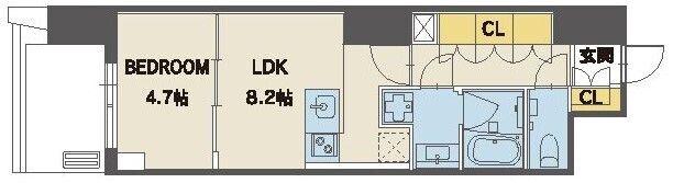 シーズンフラッツ上杉(1LDK/11階)の間取り写真