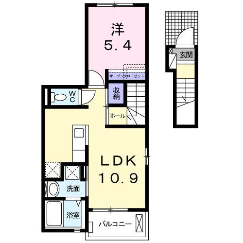 東武野田線 岩槻駅 徒歩19分 3階建 築9年(1LDK/2階)の間取り写真