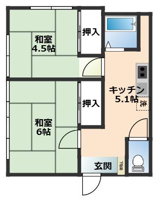 加藤アパート(2K/1階)の間取り写真