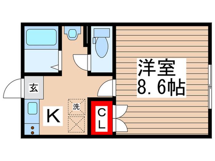 CREA流山(1K/1階)の間取り写真