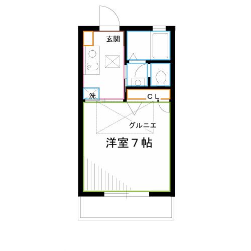 アルビレオY(1K/2階)の間取り写真