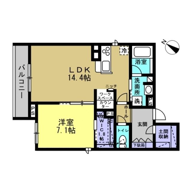 フルール ドゥ ソレイユ(1LDK/2階)の間取り写真