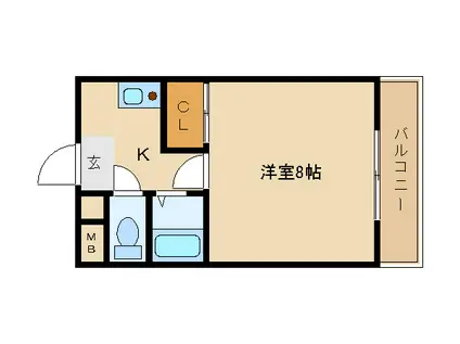 クラトン平野(1K/3階)の間取り写真