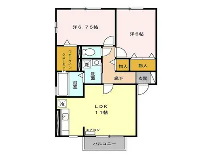アローネビーダ(2LDK/2階)の間取り写真
