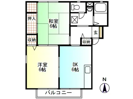 パークコート神敷台(2DK/2階)の間取り写真