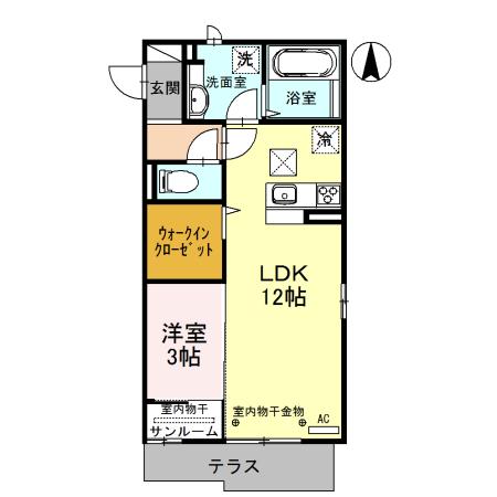 チェレステ A(1LDK/1階)の間取り写真