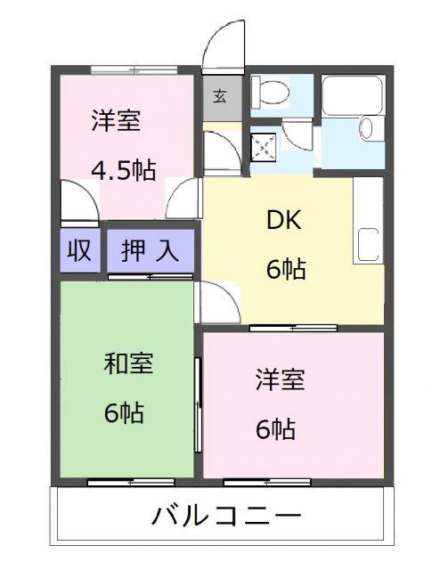 シティハイムKOMORI(3DK/2階)の間取り写真