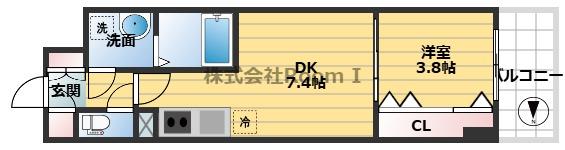 CITY PAL CREST TANIMACHI(1DK/7階)の間取り写真